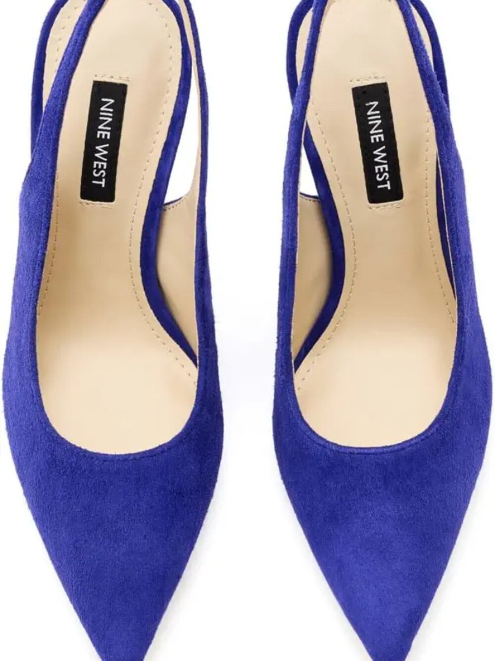 NIB! NINE WEST Feather Bright Blue Suede High Heel Slingbacks Sz 8.5M
